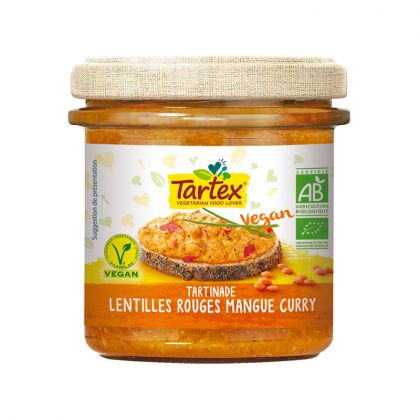 TARTINADE LENTILLES ROUGES MANGUE CURRY BIO TARTEX 140G
