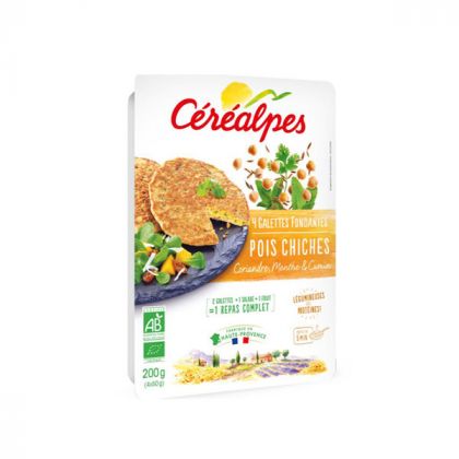 GALETTE POIS CHICHES CORIANDRE MENTHE CUMIN BIO CEREALPES 200G