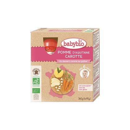 GOURDE POMME ET CAROTTE BIO BABYBIO 4X90G