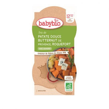 BOL PATATE DOUCE COURGE BUTTERNUT ET ROQUEFORT BABYBIO 2X200G