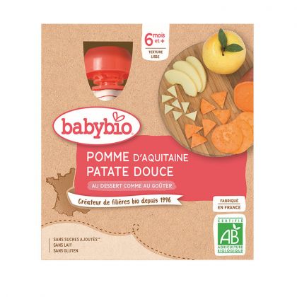 GOURDE POMME ET PATATE DOUCE BIO BABYBIO 4X90G