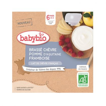 GOURDE AU LAIT DE CHEVRE POMME FRUITS ROUGES BIO BABYBIO 4X85G