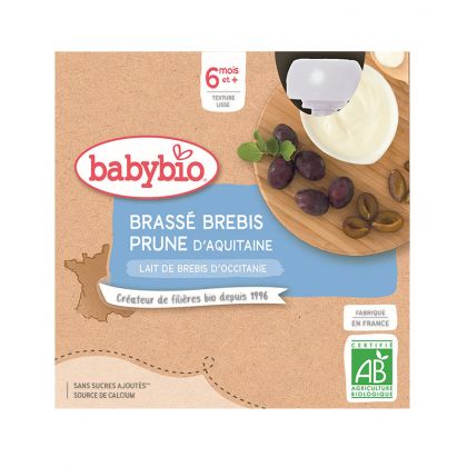 GOURDE AU LAIT DE BREBIS ET PRUNE BIO BABYBIO 4X85G