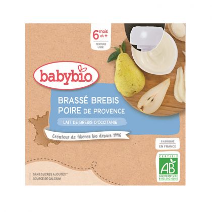 GOURDE AU LAIT DE BREBIS ET POIRE BIO BABYBIO 4X85G