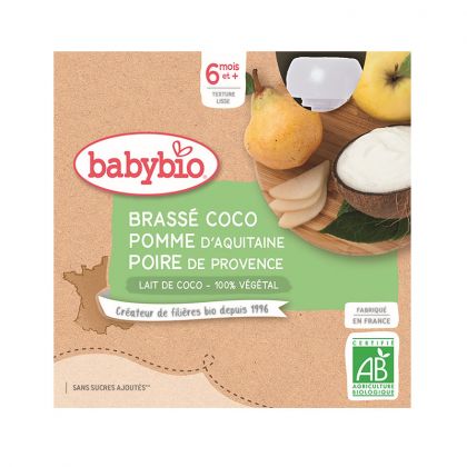 GOURDE AU LAIT DE COCO POMME ET POIRE BIO BABYBIO 4X85G