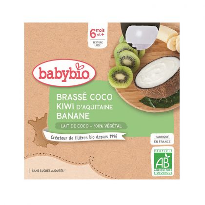 GOURDE AU LAIT DE COCO KIWI ET BANANE BIO BABYBIO 4X85G