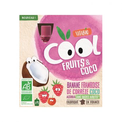 COOL FRUIT FRAMBOISE BANANE COCO BIO VITABIO 4x85G