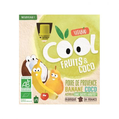 COOL FRUIT POIRE BANANE COCO BIO VITABIO 4x85G