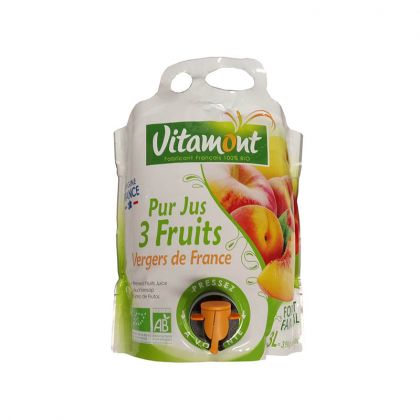 PUR JUS TROIS FRUITS DU VERGER BIO VITAMONT 3L