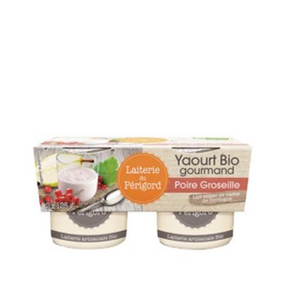 YAOURT POIRE GROSEILLES BIO LAITERIE DU PERIGORD 2X125G