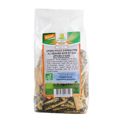 APERO PICCO SESAME NOIR ET EPICES D'ASIE BIO MOULIN DES MOINES 150G