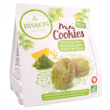 MINI COOKIES THE VERT MATCHA ET CITRON BIO BISSON 120G