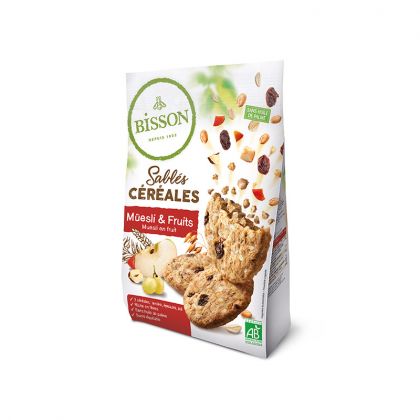 SABLES CEREALES MUESLI ET FRUITS BIO BISSON 200G