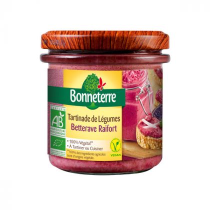 TARTINADE DE LEGUMES BETTERAVE RAIFORT BIO BONNETERRE 135G