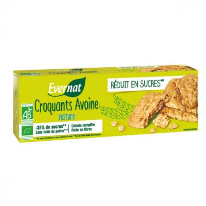 BISCUITS CROQUANTS AVOINE SANS SUCRE AJOUTE BIO EVERNAT 130G