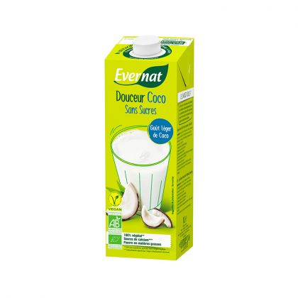 BOISSON VEGETALE DE COCO SANS SUCRE AJOUTE BIO EVERNAT 1L