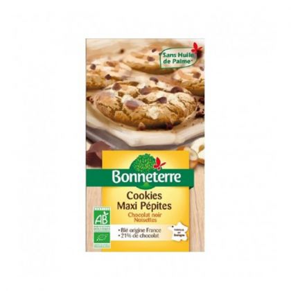 COOKIES MAXI PEPITES CHOCOLAT NOIR NOISETTES BIO BONNETERRE 185G