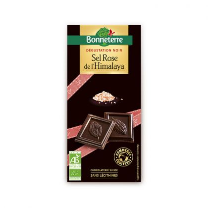 TABLETTE DE CHOCOLAT NOIR AU SEL DE L'HIMALAYA BIO BONNETERRE 100G