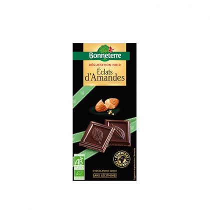 CHOCOLAT NOIR ECLAT AMANDES BIO BONNETERRE 90G