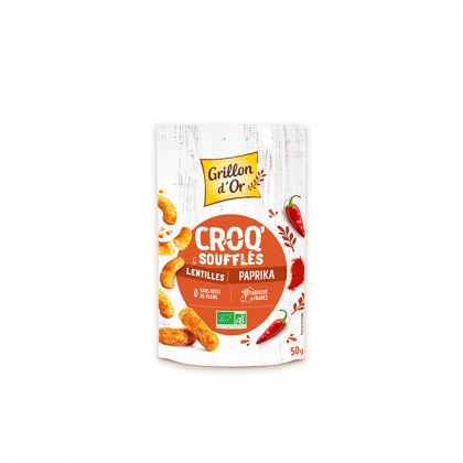 CROQ SOUFFLES LENTILLE PAPRIKA BIO GRILLON D'OR 50G
