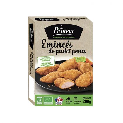 EMINCES DE POULET PANES BIO LE PICOREUR 200G