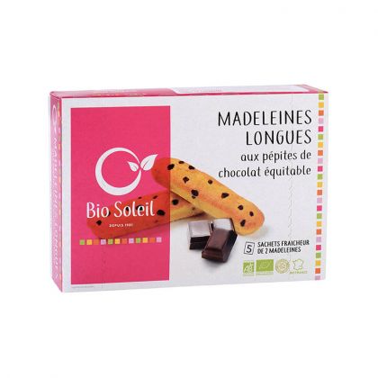 MADELEINES LONGUES AUX PEPITES DE CHOCOLAT BIO BIOSOLEIL 165G