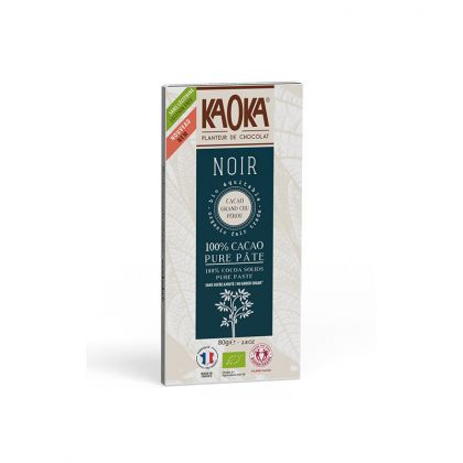 TABLETTE DE CHOCOLAT NOIR 100 % PEROU BIO KAOKA 80G