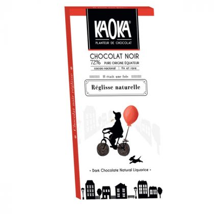 TABLETTE DE CHOCOLAT NOIR REGLISSE BIO KAOKA 100G