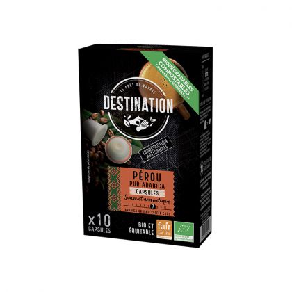 CAFE CAPSULE BIODEGRADABLE PEROU PAR 10 BIO DESTINATION 55G
