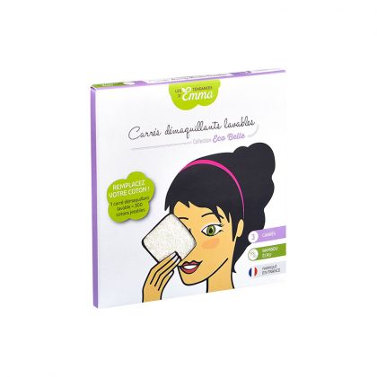 LOT DE 3 CARRES DEMAQUILLANTS LAVABLES EN COTON BIO LES TENDANCES D'EMMA