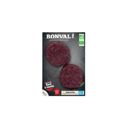 STEAK HACHE PUR BOEUF 5% BIO BONVAL 2X125G