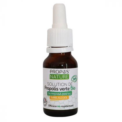 SOLUTION A LA PROPOLIS VERTE SANS ALCOOL BIO PROPOS NATURE 15ML