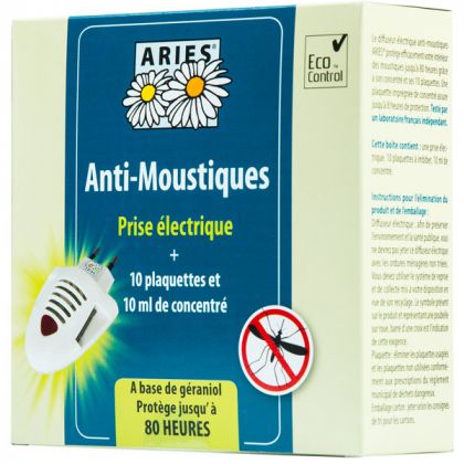PRISE ELECTRIQUE ANTI MOUSTIQUES + 10 RECHARGES ARIES