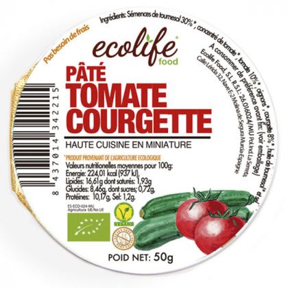 PATE TOMATE COURGETTE BIO ECOLIFE FOOD 50G